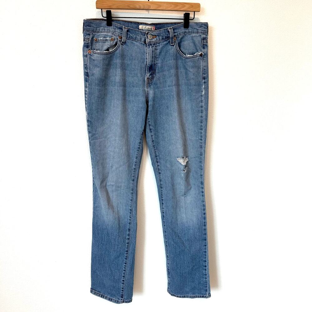 Y2K Vintage Levi's 505 Straight Medium Light Wash Distressed Denim Jeans 12L